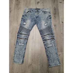 RARE.   Ben Franklin thrashed  Distressed Jean SZ 42 very cool